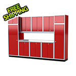 Moduline Pro II 12-Foot Red Aluminum Garage Cabinet System