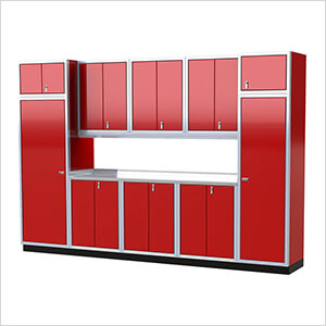 Pro II 12-Foot Red Aluminum Garage Cabinet System