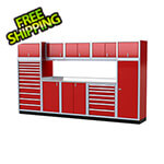 Moduline Pro II 12-Foot Red Aluminum Garage Cabinet System