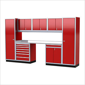 Pro II 12-Foot Red Aluminum Garage Cabinet System