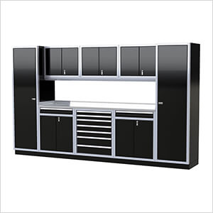 Pro II 12-Foot Signature Black Aluminum Garage Cabinet System