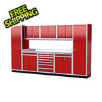 Moduline Pro II 12-Foot Red Aluminum Garage Cabinet System