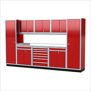 Pro II 12-Foot Red Aluminum Garage Cabinet System