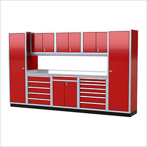 Pro II 12-Foot Red Aluminum Garage Cabinet System