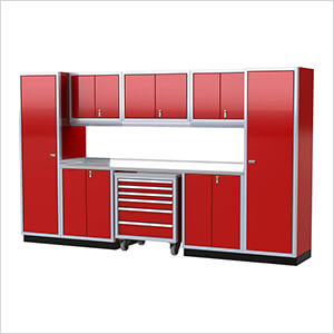 Pro II 12-Foot Red Aluminum Garage Cabinet System