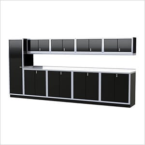 Pro II 14-Foot Signature Black Aluminum Garage Cabinet System
