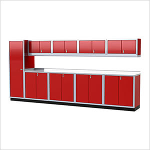 Pro II 14-Foot Red Aluminum Garage Cabinet System