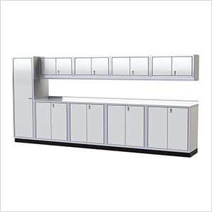 Pro II 14-Foot White Aluminum Garage Cabinet System