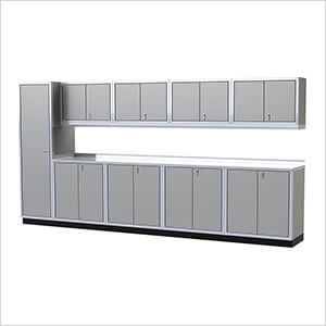 Pro II 14-Foot Light Gray Aluminum Garage Cabinet System