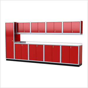 Pro II 14-Foot Red Aluminum Garage Cabinet System