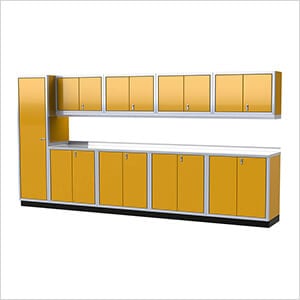 Pro II 14-Foot Yellow Aluminum Garage Cabinet System