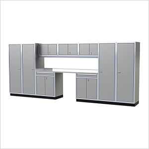 Pro II 16-Foot Light Gray Aluminum Garage Cabinet System