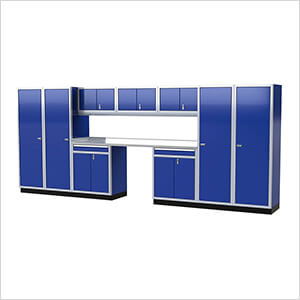 Pro II 16-Foot Moduline Blue Aluminum Garage Cabinet System