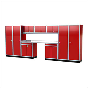 Pro II 16-Foot Red Aluminum Garage Cabinet System