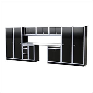 Pro II 16-Foot Signature Black Aluminum Garage Cabinet System