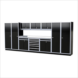 Pro II 16-Foot Signature Black Aluminum Garage Cabinet System