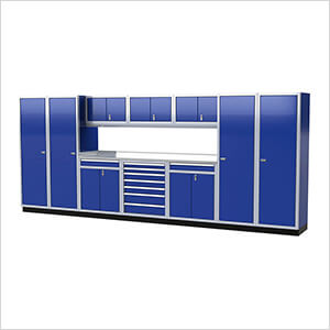 Pro II 16-Foot Moduline Blue Aluminum Garage Cabinet System