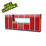 Moduline Pro II 16-Foot Red Aluminum Garage Cabinet System