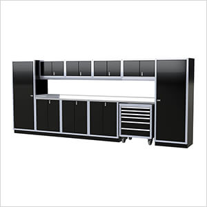 Pro II 16-Foot Signature Black Aluminum Garage Cabinet System