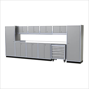 Pro II 16-Foot Light Gray Aluminum Garage Cabinet System