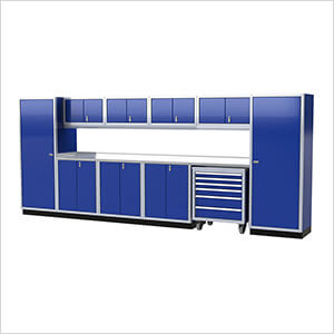 Pro II 16-Foot Moduline Blue Aluminum Garage Cabinet System