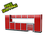 Moduline Pro II 16-Foot Red Aluminum Garage Cabinet System