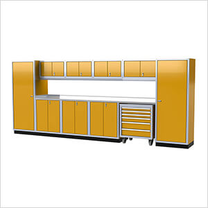 Pro II 16-Foot Yellow Aluminum Garage Cabinet System