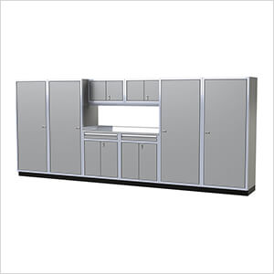 Pro II 16-Foot Light Grey Aluminum Garage Cabinet System