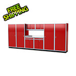 Moduline Pro II 16-Foot Red Aluminum Garage Cabinet System