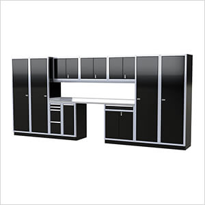 Pro II 16-Foot Signature Black Aluminum Garage Cabinet System