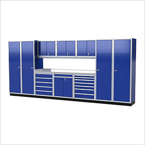 Pro II 16-Foot Moduline Blue Aluminum Garage Cabinet System