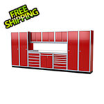 Moduline Pro II 16-Foot Red Aluminum Garage Cabinet System