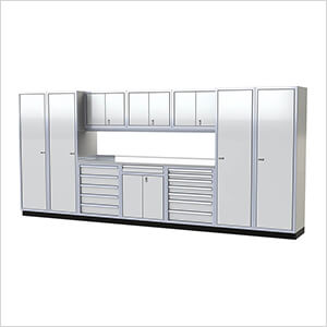 Pro II 16-Foot White Aluminum Garage Cabinet System