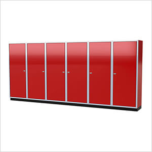 Pro II 16-Foot Red Aluminum Garage Cabinet System