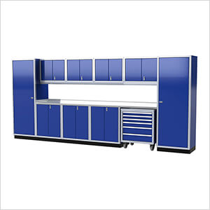 Pro II 16-Foot Moduline Blue Aluminum Garage Cabinet System