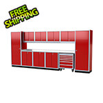 Moduline Pro II 16-Foot Red Aluminum Garage Cabinet System