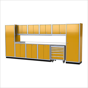 Pro II 16-Foot Yellow Aluminum Garage Cabinet System