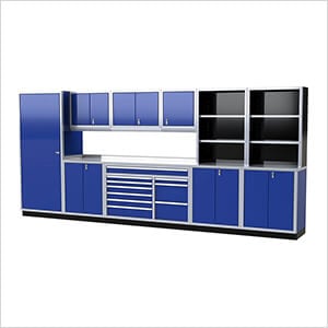 Pro II 16-Foot Moduline Blue Aluminum Garage Cabinet System