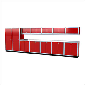 Pro II 20-Foot Red Aluminum Garage Cabinet System