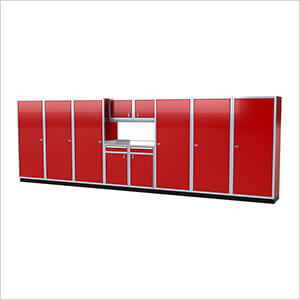 Pro II 20-Foot Red Aluminum Garage Cabinet System