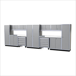 Pro II 20-Foot Light Gray Aluminum Garage Cabinet System