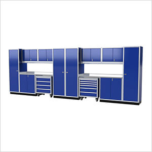 Pro II 20-Foot Moduline Blue Aluminum Garage Cabinet System