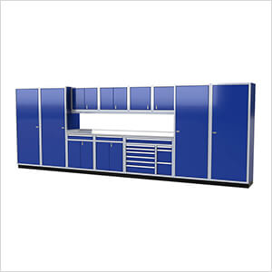 Pro II 20-Foot Moduline Blue Aluminum Garage Cabinet System