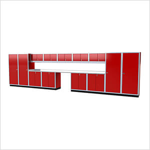 Pro II 25-Foot Red Aluminum Garage Cabinet System