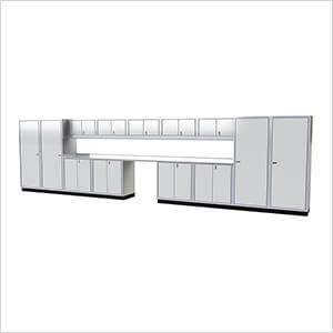 Pro II 25-Foot White Aluminum Garage Cabinet System
