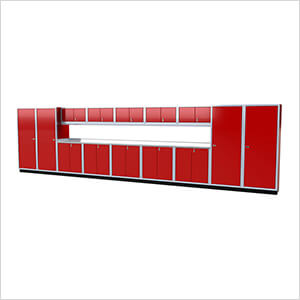 Pro II 25-Foot Red Aluminum Garage Cabinet System