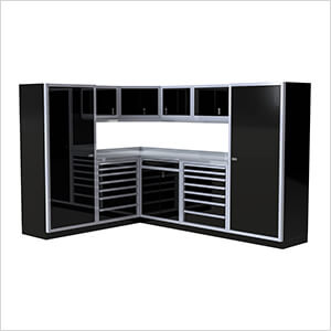 Pro II 88-120 Inch Signature Black Aluminum Corner Garage Cabinet System