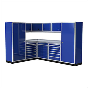 Pro II 88-120 Inch Moduline Blue Aluminum Corner Garage Cabinet System