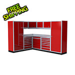 Moduline Pro II 88-120 Inch Red Aluminum Corner Garage Cabinet System