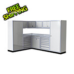 Moduline Pro II 88-120 Inch White Aluminum Corner Garage Cabinet System
